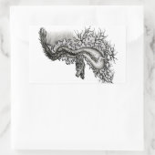 中国ドラゴン、黒と白のデザインでTattoostyl 長方形シール (バッグ)