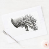 中国ドラゴン、黒と白のデザインでTattoostyl 長方形シール (封筒)