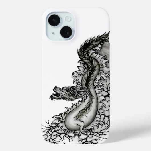 中国ドラゴン、黒と白のデザインでTattoostyl Case-Mate iPhoneケース (裏面)