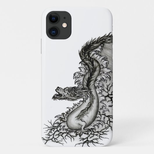 中国ドラゴン、黒と白のデザインでTattoostyl Case-Mate iPhoneケース (裏面)