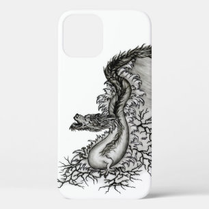 中国ドラゴン、黒と白のデザインでTattoostyl iPhone 12ケース