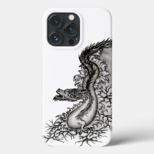 中国ドラゴン、黒と白のデザインでTattoostyl iPhone 13 Proケース