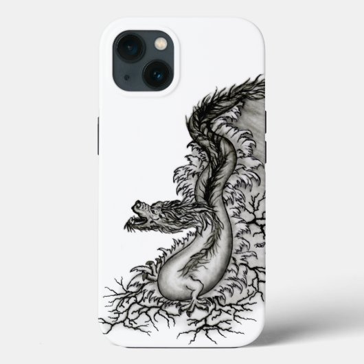 中国ドラゴン、黒と白のデザインでTattoostyl Case-Mate iPhoneケース (裏面)