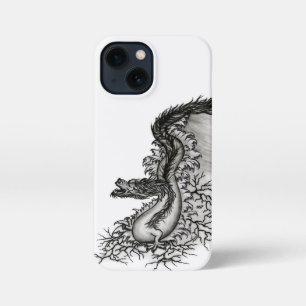 中国ドラゴン、黒と白のデザインでTattoostyl iPhone 13 Miniケース