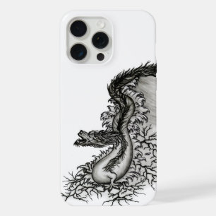中国ドラゴン、黒と白のデザインでTattoostyl iPhone 15 Pro Maxケース