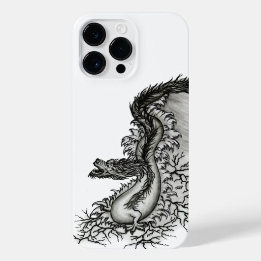 中国ドラゴン、黒と白のデザインでTattoostyl iPhoneケース (裏面)
