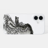 中国ドラゴン、黒と白のデザインでTattoostyl iPhone 16ケース (裏面横)