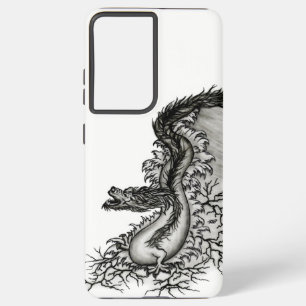 中国ドラゴン、黒と白のデザインでTattoostyl Samsung Galaxy S21+ケース