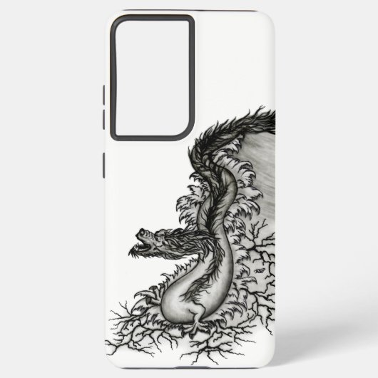 中国ドラゴン、黒と白のデザインでTattoostyl Samsung Galaxyケース (裏面)
