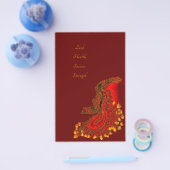 中国ドラゴンin赤と金ゴールドデザイン チラシ (シングル)