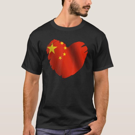 中国ハート中国の形状のフラグ Tシャツ (正面)