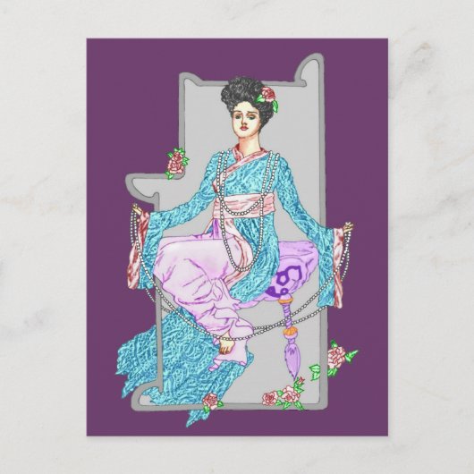 中国バラ&パール ポストカード (正面)