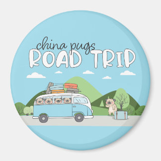中国パグスロードトリップ マグネット