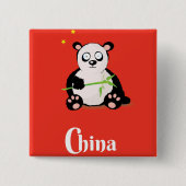 中国パンダの旅行ポスター 缶バッジ (正面)