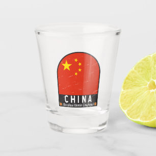 中国フラグのエンブレム動揺してヴィンテージ ショットグラス