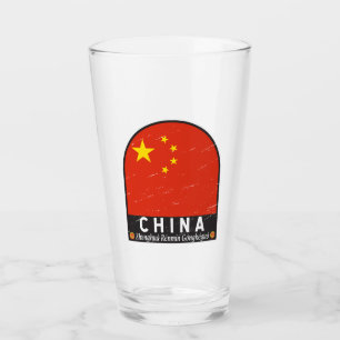 中国フラグのエンブレム動揺してヴィンテージ タンブラーグラス