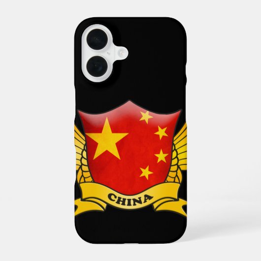 中国フラグのエンブレム iPhone 16ケース (裏面)