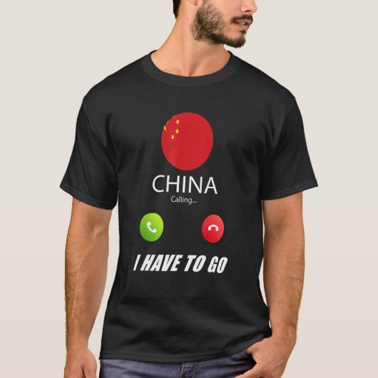中国フラグ土産中国が通話中 Tシャツ (正面)