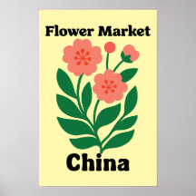 中国フラワーマーケット サンゴ色の芍薬と緑の葉