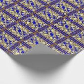 中国ブルーと金ゴールド ラッピングペーパー (角)