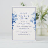中国ブルーウォーターカラーフローラブライダルシャワー 招待状 (スタンド正面)