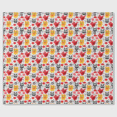 中国ラッキー・キャット、ドラゴン、パンダ ラッピングペーパー (フラット)