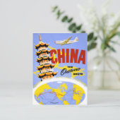 中国ヴィンテージ旅行ポスター復元 ポストカード (スタンド正面)