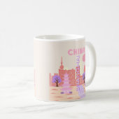 中国上海の淡彩トラベルアート コーヒーマグカップ (正面右)