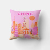 中国上海ピンク旅行アート クッション (裏面)