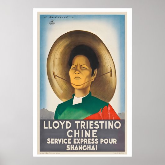 中国上海行きLloyd Triestino急行便 ポスター (正面)