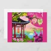 中国中国のパゴダ水彩旅行 ポストカード (正面/裏面)