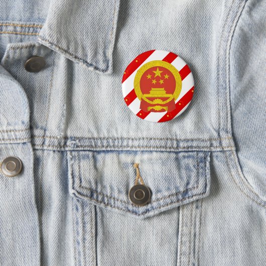 中国人のストライプな旗 缶バッジ (インサイチュ)