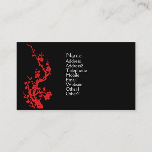 中国人のデザインのプロフィールカード赤 名刺 (正面)