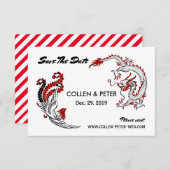 中国人のドラゴンフェニックスのモダンなアジア保存日付 セーブザデート (正面/裏面)