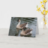 中国人のブラウンのガチョウの挨拶状 カード (黄色い花)