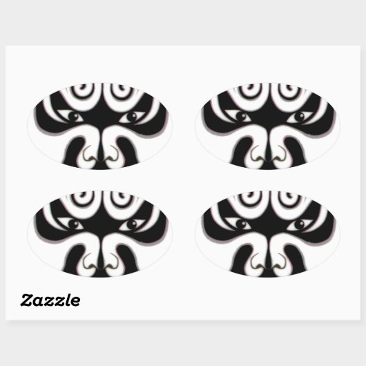 中国人の京劇の中国の日本日本人のマスク 楕円形シール (シート)