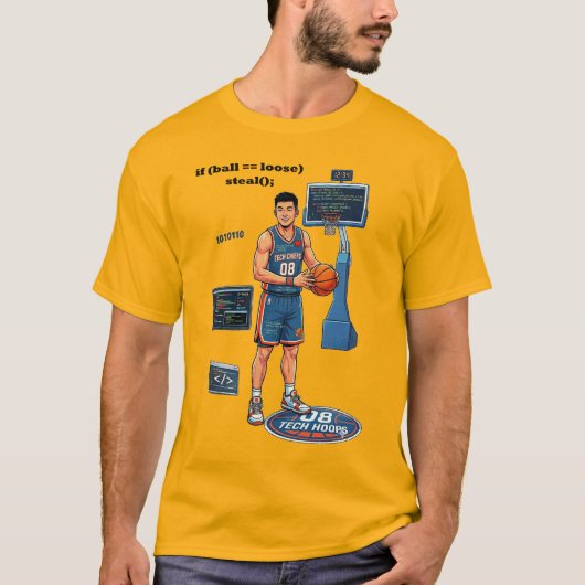 中国人ソフトウェアエンジニアのバスケ Tシャツ (正面)