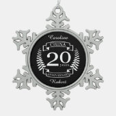 中国伝統的結婚記念日20年 スノーフレークピューターオーナメント (正面)
