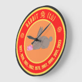 中国占星術の兎 ラージ壁時計 (傾斜)