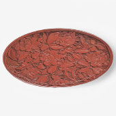 中国古董朱红雕花仿瓷器 ペーパープレート (アングル)