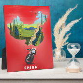 中国図解入りの、写真付きの地図旅行ポスター フォトプラーク (側面)