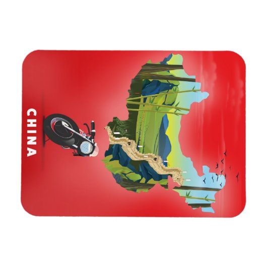 中国図解入りの、写真付きの地図旅行ポスター マグネット (横)