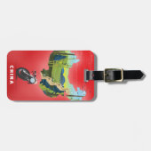 中国図解入りの、写真付きの地図旅行ポスター ラゲッジタグ (正面横)