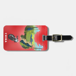 中国図解入りの、写真付きの地図旅行ポスター ラゲッジタグ