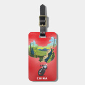 中国図解入りの、写真付きの地図旅行ポスター ラゲッジタグ (正面縦)