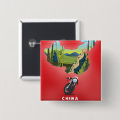 中国図解入りの、写真付きの地図旅行ポスター 缶バッジ (正面&裏面)