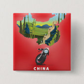 中国図解入りの、写真付きの地図旅行ポスター 缶バッジ (正面)