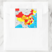 中国国の政治地図国旗 長方形シール (バッグ)