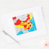 中国国の政治地図国旗 長方形シール (封筒)