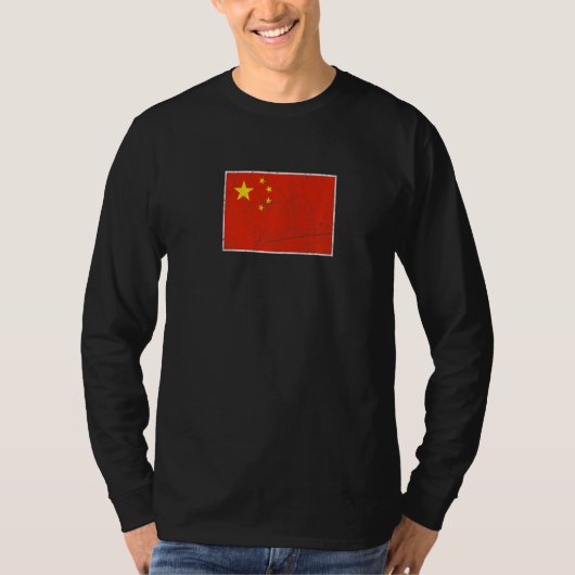 中国国旗とヴィンテージ中国のの国旗 Tシャツ (正面)